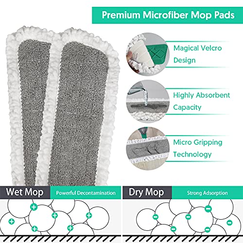 Spray Mop for Floor Cleaning, TINA&TONY Microfiber Hardwood Dry Wet Kitchen Mop with 3 Washable Pads & 635ML Refillable Bottle, Dust Mop with Sprayer for Laminate Tile Vinyl Floors, Green