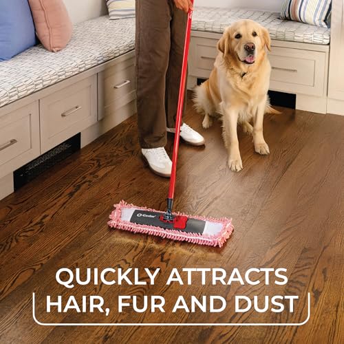O-Cedar Pet Pro Microfiber Hair & Dust Mop | 3X Pet Hair Removal* | Electrostatic Dry Dust Mop for Dog & Cat Homes | Hardwood, Tile & Hard Floor Cleaning