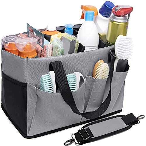 DERABY Cleaning Caddy with Handle and Shoulder Strap Organizer for Cleaning Supplies