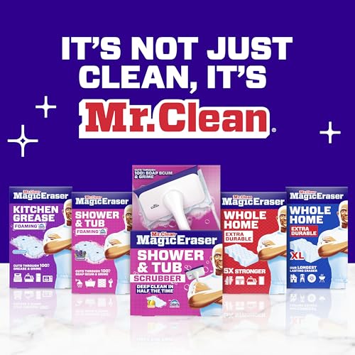 Mr. Clean Magic Eraser Sponge, All Purpose Cleaner, Cleaning Scrubber, Wall, Sneaker, Kitchen, Bathroom Cleaner, Shower Cleaning Supplies, Melamine Sponge, Cleaning Pads, Whole Home Extra Durable, 2ct