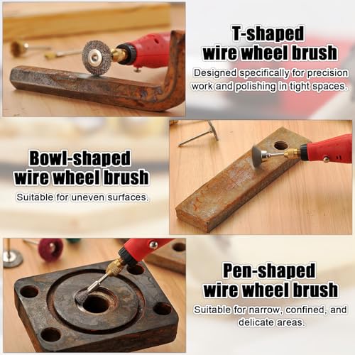 103 PCS Polishing Kit Compatible with Dremel Tools, 1” Mini Wire Brush Bits for Rotary Tool Accessories, Abrasive Buffing Wheels 120-800 Grit, 1/8 in Shank, Small Sanding Kit for Metal, Resin, Wood
