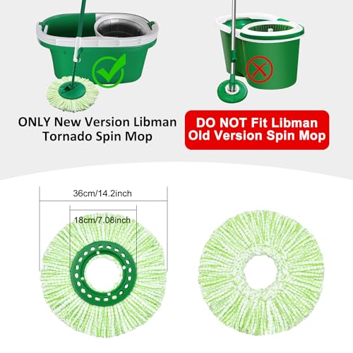 Tornado Spin Mop Head ONLY Compatible with 𝗡𝗲𝘄 𝗟𝗶𝗯𝗺𝗮𝗻 𝐓𝐨𝐫𝐧𝐚𝐝𝐨 𝗦𝗽𝗶𝗻 𝗠𝗼𝗽 𝗦𝘆𝘀𝘁𝗲𝗺, Washable & Reusable Libman Mop Head Replacement Refill for Tornado Mop (NOT for Old Version)