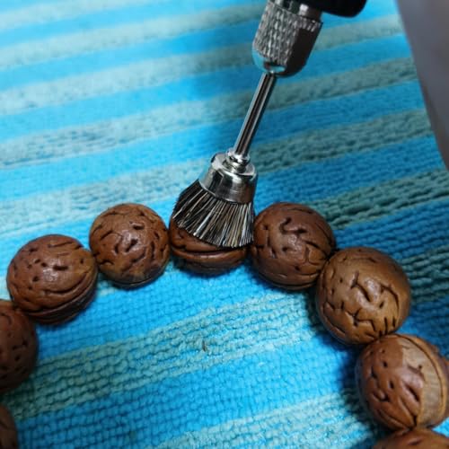 𝐋𝐮𝐨 𝐤𝐞 15 Pcs Horsehair Brushes - 1/8 Inch Shank Assorted Shape Bristle Brush Wheels for Rotary Tools Includes Dremel (Brown)