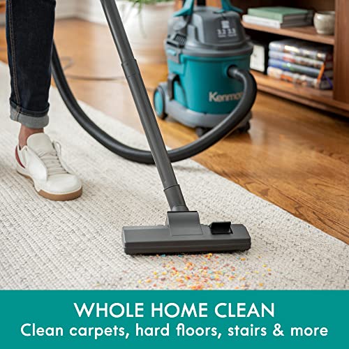 Kenmore KW3030 Wet Dry Canister 3.2 Gallon 2.5 Peak HP Vacuum Cleaner with Extension Wands Tool Storage & Wall Bracket for Garage, Car, Home, 3.2 Gallons, Green