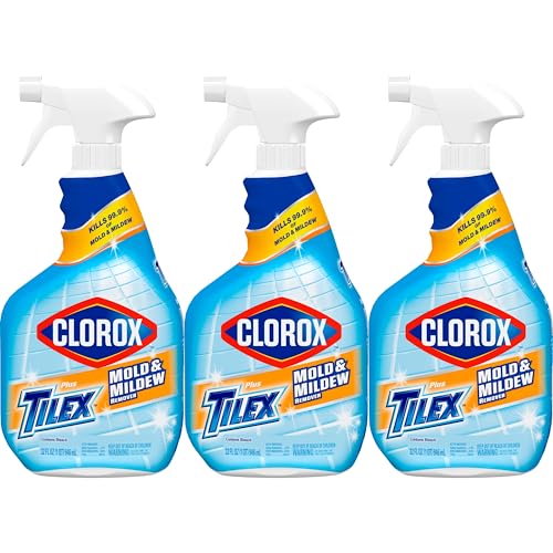 Clorox Plus Tilex Mold and Mildew Remover with Bleach, Spray Bottle, 32 Fluid Ounces, Unscented, Pack of 3