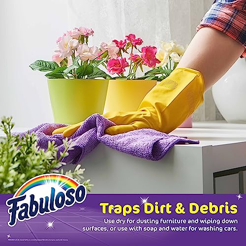 Fabuloso Microfiber Cleaning Cloths for Home & Car, Lint-Free Scratch-Free Rags for Glass, Kitchen & Wood, Reusable Machine Washable, Absorbent for Dusting & Wiping, Rainbow, 13 x 13 in, 8 Count