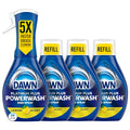 Dawn Powerwash Spray, Dish Soap, Dishwashing Liquid, Cleaning Supplies, Lemon, 1 Starter Kit + 3 Refills, 4 Units of 16oz (64oz)