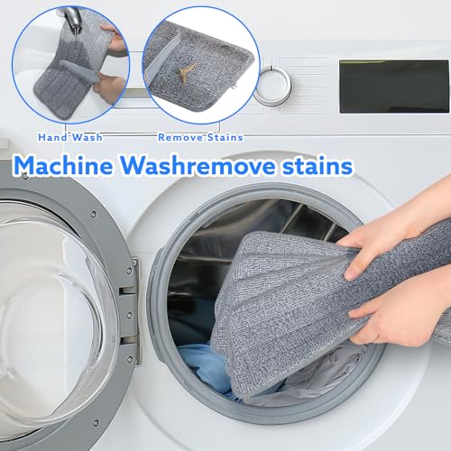wlich Microfiber Mop for Cleaning Floors,55 Inch Extendable Flat Mop with 4 Reusable Washable Pads, 1 hook, 1 wall piece, and 1 scraper, Wet Dry and Dust Mops for Bathroom Kitchen, Floor,Ceramic Tiles