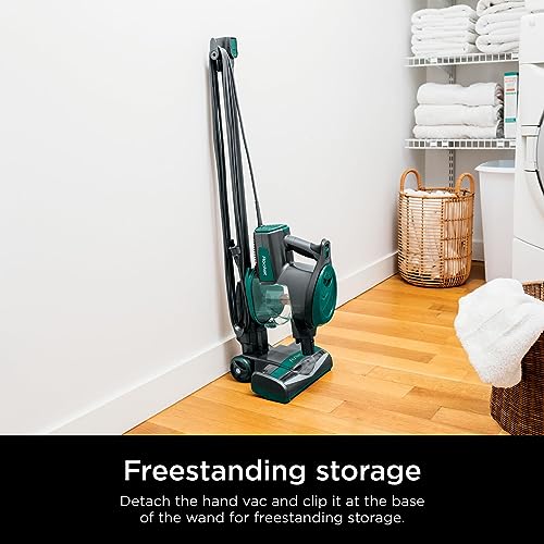 Shark CS110 Ultra Lightweight Corded Stick Vacuum with Easy Empty Cup, Fingertip Controls, Powerful Suction and Advanced Swivel Steering Over Hardwood Or Carpet (Emerald) (Renewed)
