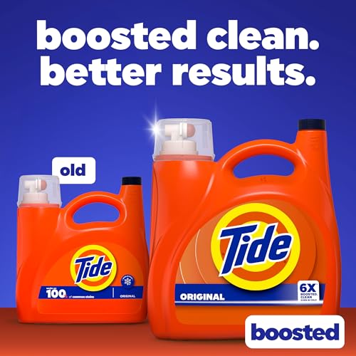 Tide Liquid Laundry Detergent, Original Scent, 125 fl oz, 100 Loads, Boosted Clean Even in Cold Water with Concentrated Washing Soap
