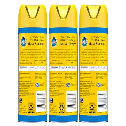 Pledge Dust & Allergen Multisurface Cleaner, Aerosol Spray, Lemon Scent, 9.7oz (Pack of 3)