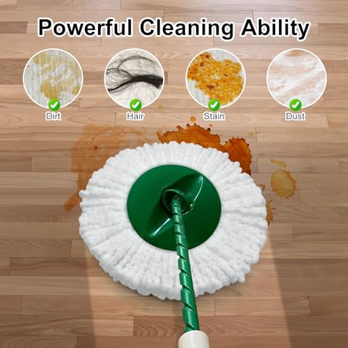 6 Pack Mop Head Replacement for Libman Tornado Spin Mop Reusable Microfiber Spin Mop Heads Refill for Libman Tornado Spin Mop System, Easy to Replace and Machine Washable (White, 6 Pack)