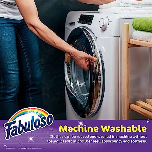 Fabuloso Microfiber Cleaning Cloths for Home & Car, Lint-Free Scratch-Free Rags for Glass, Kitchen & Wood, Reusable Machine Washable, Absorbent for Dusting & Wiping, Rainbow, 13 x 13 in, 8 Count