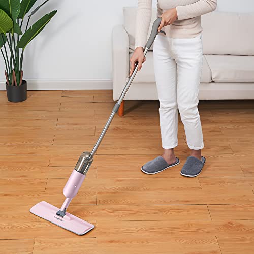 Heavy Duty Spray Mop for Floor Cleaning, Refillable Water Bottle, Use Any Cleaning Solution, Machine Washable Mop Pads, 360° Swivel Head