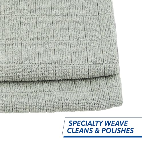 Unger 12” x 12” Microfiber Glass and Mirror Cloths, 2 Pack, Wet and Dry Cleaning Towels, Reusable Supplies, Window Cleaner Polishing Cloth with Streak-Free Results