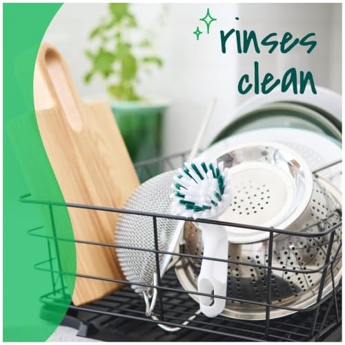 Scotch-Brite Handy Brush, Small and Durable Dish Brush with Handle for Scrubbing Hard-to-Reach Cookware, Tubs, Sinks, Car Tires, and More without Scratching, Antimicrobial, and Rinses Clean