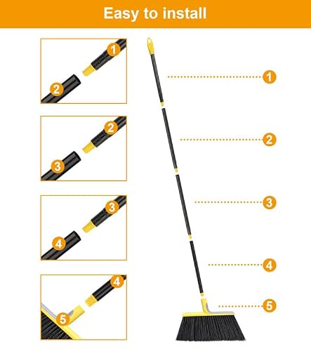 KeFanta Outdoor Broom for Floor Cleaning,58" Heavy-Duty Commercial Broom for Sweeping Concrete Courtyard Garage Patio Indoor Home Kitchen Office Lobby