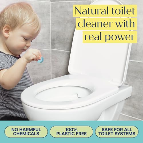 Fab Tab Toilet Cleaner Tablets for Bowl, Powerful Active Toilet Stain and Rust Removal, No Plastic or Harmful Chemicals, Safe for Regular and Septic Tanks, Lemon & Eucalyptus Scent - 90 Pack