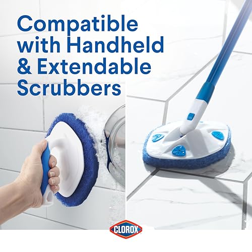 Clorox Extendable Tub & Tile Scrubber Refill, Diamond-Shaped Head Replacement Scrubber Pad, Blue
