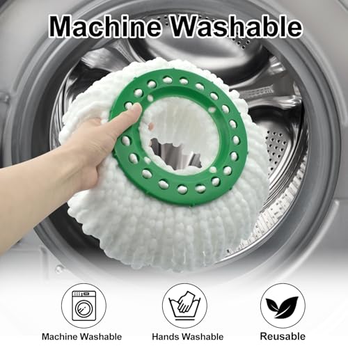 6 Pack Mop Head Replacement for Libman Tornado Spin Mop Reusable Microfiber Spin Mop Heads Refill for Libman Tornado Spin Mop System, Easy to Replace and Machine Washable (White, 6 Pack)