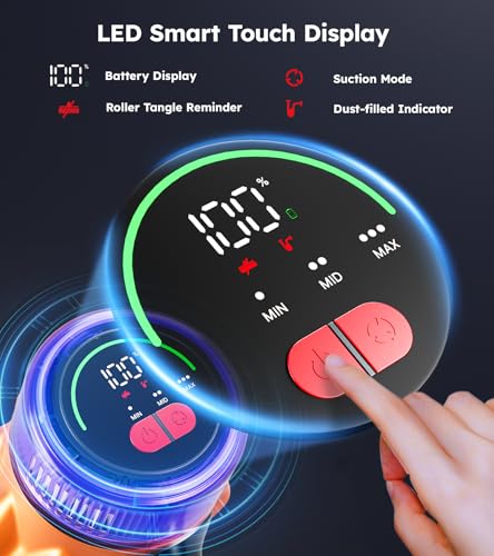 RENDOW Cordless Vacuum Cleaner, 500W 50KPA 60Mins Vacuum Cleaners for Home, Self-Standing Stick Vacuums with LED Display, Lightweight Anti-Tangle Wireless Vacuum for Pet Hair Hard Floors Carpet