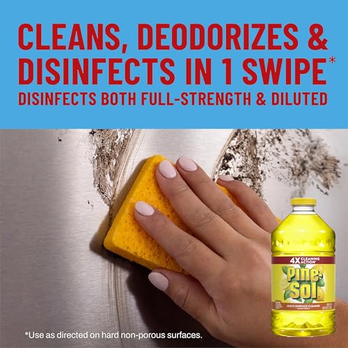 Pine-Sol Multi Surface Cleaner, Lemon Fresh Scent, All Purpose Cleaner and Degreaser for Kitchen and Bathroom, 100 oz Each, Plus Microfiber Cloth