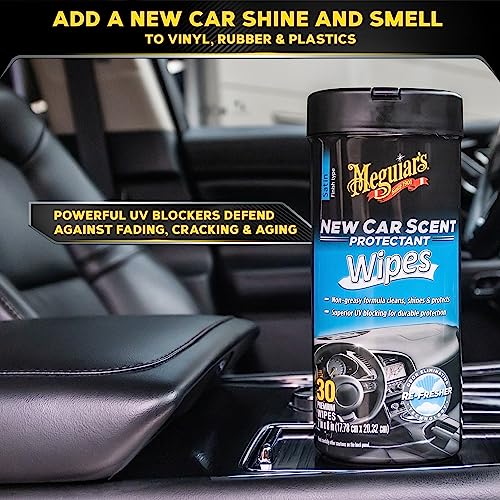 Meguiar’s New Car Scent Protectant Wipes, Car Wipes For Drivers & Detailers—Car Cleaning Wipes That Clean, Protect And Freshen; Car Interior Wipes For Cars, Trucks & Suvs - 30 Count