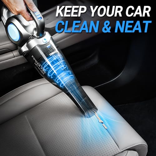 DEKOPRO 22V Upgraded Handheld Vacuum – Cordless & Rechargeable Car Vacuum Cleaner with LED Light, Strong Suction Mini Vacuum for Pet Hair & Dust, Includes Multi Nozzles for Wet/Dry Cleaning