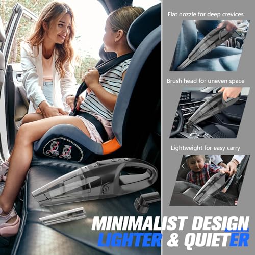 BSRCO Cordless Handheld Vacuum with 6kPa Hurricane Suction, 25Mins Runtime Portable Car Vacuum for Deep Gap Cleaning, Lightweight Hand Vac with HEPA for Pet Hair, Home & Vehicle