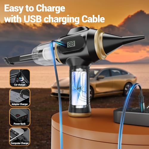 Scstartx Portable Car Vacuum Cordless Mini Handheld Vacuums Cleaner Rechargeable with LCD Display and Multi-Nozzles, High Power Hand held Cleaners for Car, Home, Office, Sofa, Pet Hair,Keyboard