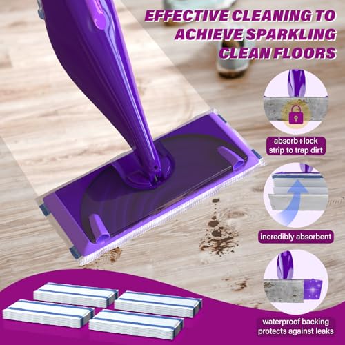 Wetjet Pads Refills, 32 Count Disposable Mop Pad Refills for Swiffer Wet Jet Mops, Thickness, Absorbent for Household Cleaning & Suit All Multi-Surface
