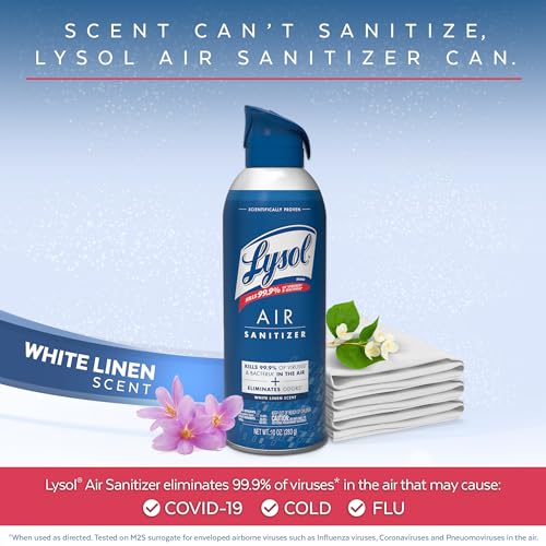 Lysol Bundle containing x2 Lysol Disinfectant Spray for Hard and Soft Surfaces, Crisp Linen, 19 Fl. Oz + Lysol Air Sanitizer Spray, For Air Sanitization and Odor Elimination, White Linen, 10 Fl. Oz