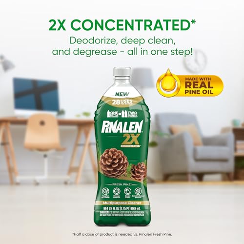 PINALEN 2X Concentrated Multipurpose Cleaner - Fresh Pine Scent - 28 fl oz - All Purpose Cleaner for Kitchen, Bathroom, Laundry, Floors & Outdoors