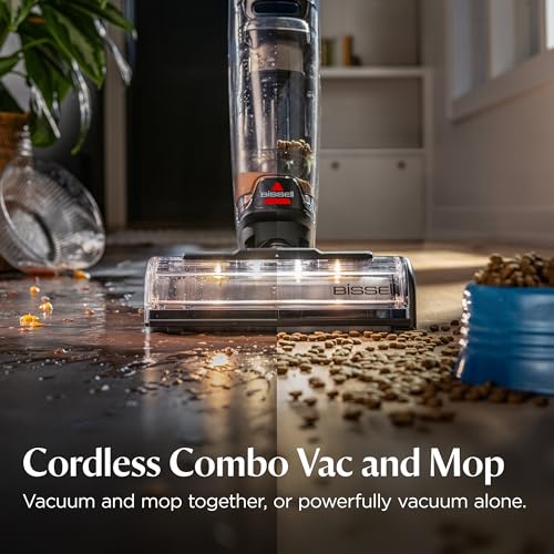 BISSELL CrossWave HydroScrub Plus Cordless Wet Dry Vacuum Mop, Floor Cleaner with Edge Cleaning & Headlights, 45-Minute Runtime, Multi-Surface, Hard Floor Sanitize, & Clean Out Formula Included, 4275E
