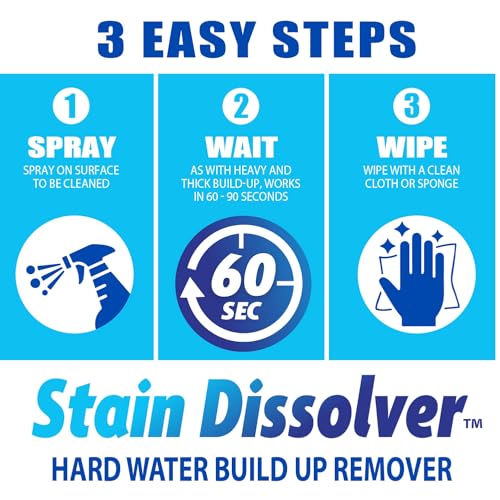 SANI 360° Hard Water Stain Cleaner (32 oz) 60 second multi-surface sealant and cleaner. Reduces buildup, calcium, limescale, rust, and soap scum. Lemon scent MADE IN USA
