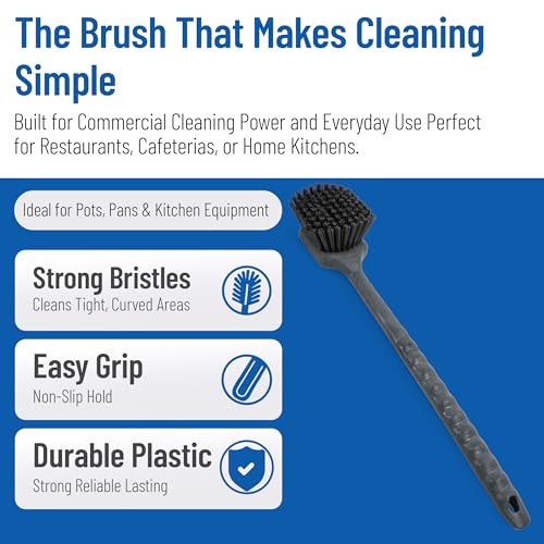 SPARTA 40501EC03 Plastic Large Scrub Brush, Kitchen Brush, Utility Brush With Long Handle For Cleaning, 20 Inches, Black
