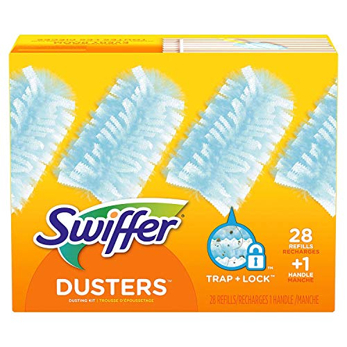 Swiffer Dusters Dusting Kit, Starter Kit Handle & 28 Duster Refills, 1 Count (Pack of 29), White