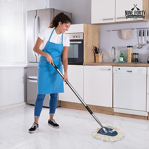 Nine Forty Heavy Duty, Industrial-Strength Cotton Wedge Dust Mop Head - Home & Commercial Hardwood Floor Cleaning - Designed for High-Performance Janitorial & Housekeeping Tasks