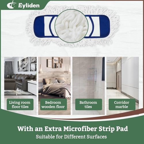 Eyliden Dust Mop, 2 Microfiber Pads, Home Commercial Cleaning, Quick Swap