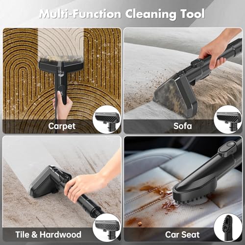 Portable Carpet & Upholstery Spot Cleaner Machine 20Kpa Power Suction Carpet Shampooer Deep Cleaning for Pet Stains,Couch,Stair,Car,Furniture with Dual Brush Heads & Self-Cleaning