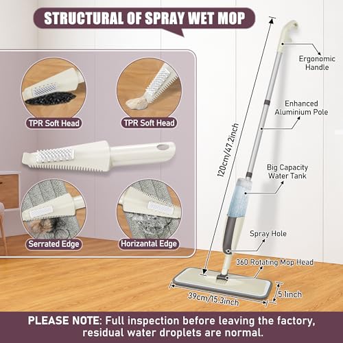 Spray Mops for Floor Cleaning: MEXERRIS Wet Mop with 3 Washable Pads for Swiffer Powermop - Floor Mop with Refillable Bottle - Home Commercial Dust Mops for Hardwood Laminate Ceramic Tiles
