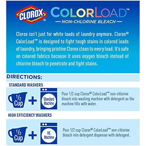 Clorox ColorLoad Non-Chlorine Bleach, 60 Ounce Bottle, Pack of 2, 120 Ounces Total