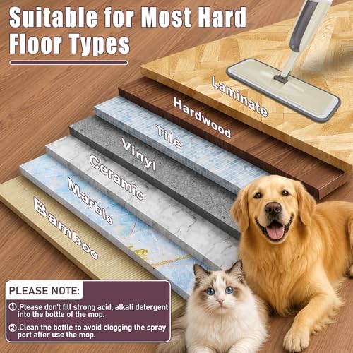 Spray Mops for Floor Cleaning: MEXERRIS Wet Mop with 3 Washable Pads for Swiffer Powermop - Floor Mop with Refillable Bottle - Home Commercial Dust Mops for Hardwood Laminate Ceramic Tiles
