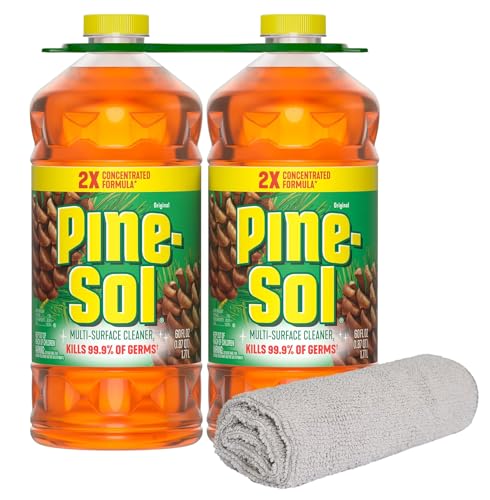 PURPUR Cloth & Pine-Sol Multi-Surface Cleaner, 2X Concentrated Formula Makes 120 Gallons, Bundled with microfiber 60 Fl Oz (2 Bottles)