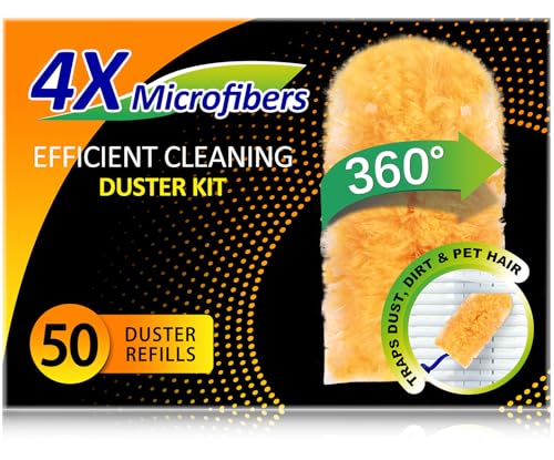 Duster Refills 50 Counts, 360° Heavy Duty Multi Surface Duster Refills for Cleaning, Compatible with Swiffer Dusters