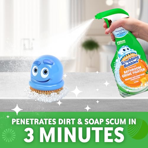 Scrubbing Bubbles Bathroom and Shower Cleaner Disinfectant Spray, Bathroom Grime Fighter, Citrus Scent, 32oz