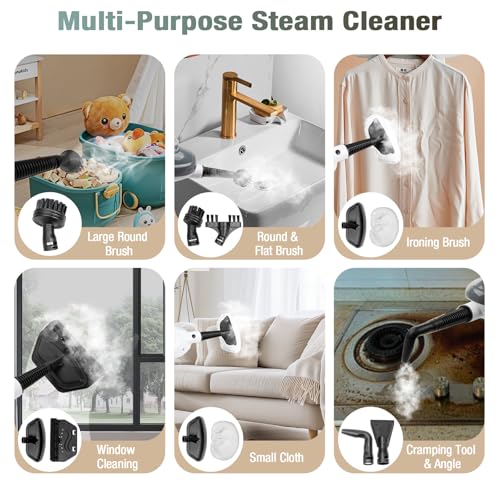 11-in-1 Steam Mop, Powerful Handheld Steam Cleaner for Home with 23FT Cord &15.2 OZ Water Tank, 3 Steam Modes MultiPurpose Steam Mop for Hardwood Floors, Clothes, Tile, Windows, Carpet