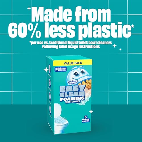 Scrubbing Bubbles Easy Clean Foaming Toilet Bowl Cleaner, Bathroom Limescale Remover that Fights Odors, Easy Drop-In Powder Pouches, 100g (4 Count, 20 Total Pouches)