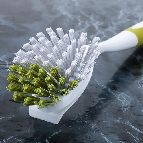 Dish Brush with Handle, Stiff Bristles Dish Scrubber for Pots, Pans & Sink Cleaning, 3 Pack