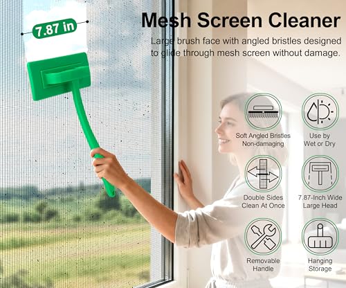MyLifeUNIT Mesh Screen Cleaner, Detachable Window Screen Cleaning Brush Washing Tool, Windows Screen Cleaner with Wet and Dry Dual-Use